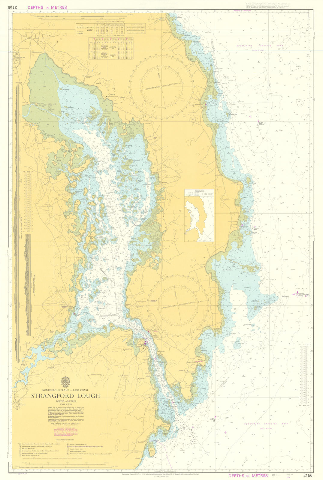 Northern Ireland - Strangford Lough. Admiralty sea chart #2156. 1976 (1978) map